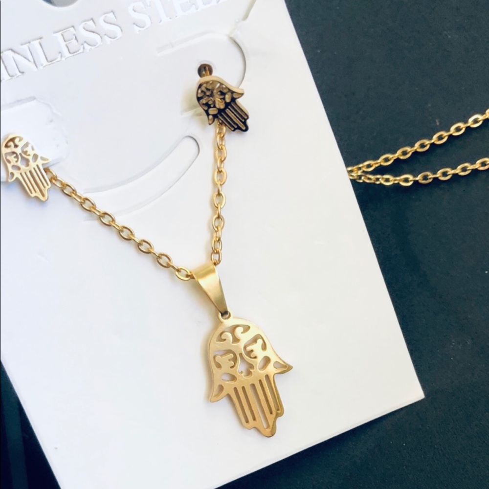 ⭐️Hamsa Stainless Steel Necklace & earrings